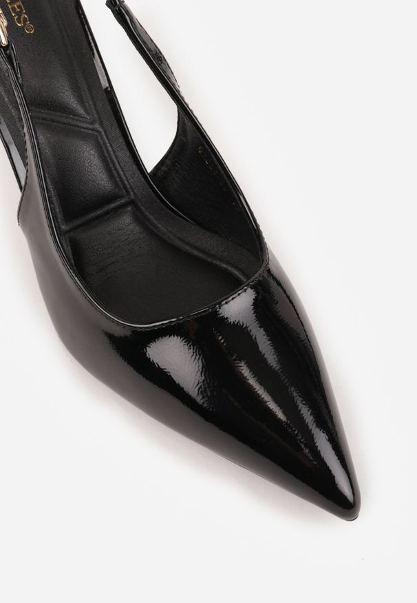 Born2be - Czarne Szpilki VICES z Odkrytą Piętą i Elegancką Aplikacją przy Pasku Naterena. Okazja: na co dzień. Zapięcie: pasek. Kolor: czarny. Materiał: jeans. Wzór: aplikacja. Obcas: na szpilce. Styl: elegancki