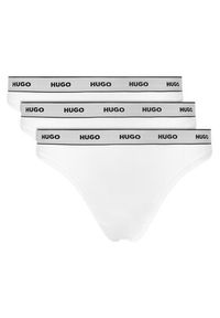 Hugo - HUGO Komplet 3 par stringów Triplet Thong Stripe 50545680 Biały. Kolor: biały. Materiał: bawełna #3