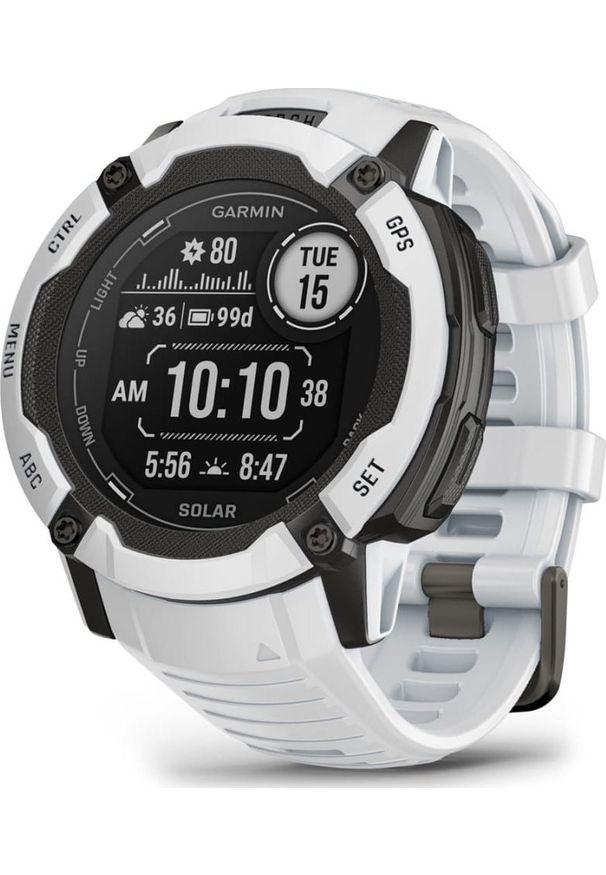 GARMIN - Zegarek sportowy Garmin Instinct 2X Solar Biały (010-02805-04). Kolor: biały. Styl: sportowy