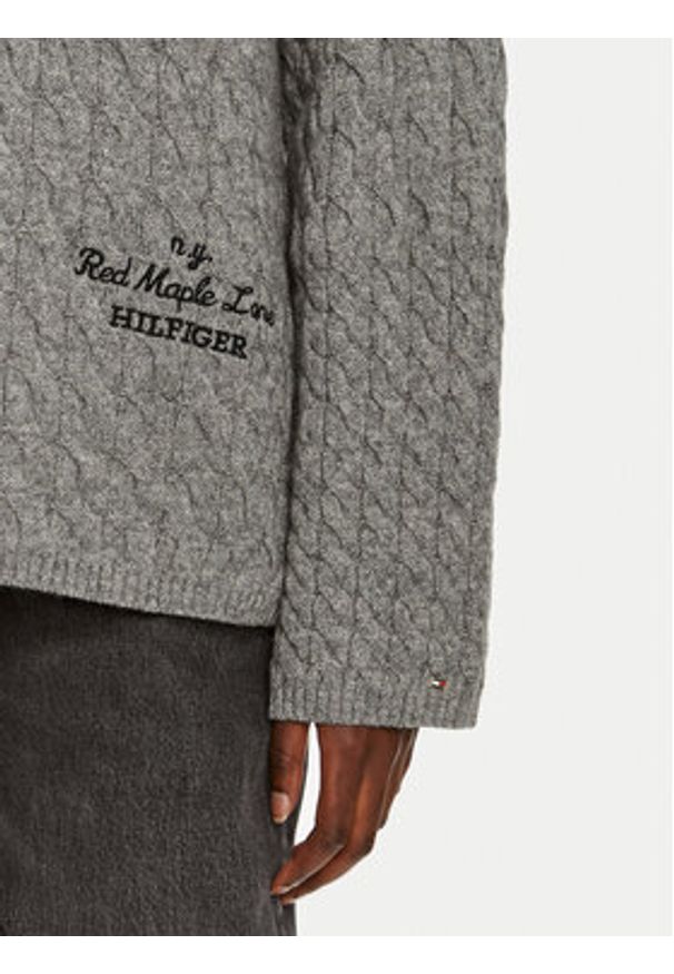 TOMMY HILFIGER - Tommy Hilfiger Kardigan WW0WW42143 Szary Relaxed Fit. Kolor: szary. Materiał: wełna