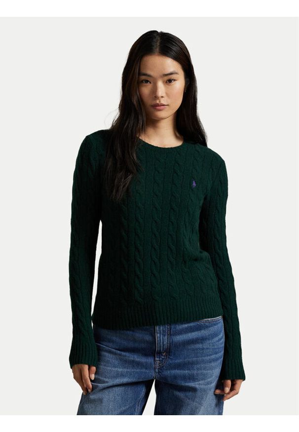 Polo Ralph Lauren Sweter 211971865009 Zielony Slim Fit. Typ kołnierza: polo. Kolor: zielony. Materiał: wełna