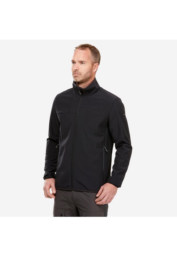 FORCLAZ - Kurtka Softshell trekkingowa męska Forclaz MT100. Kolor: wielokolorowy, czarny, szary. Materiał: softshell