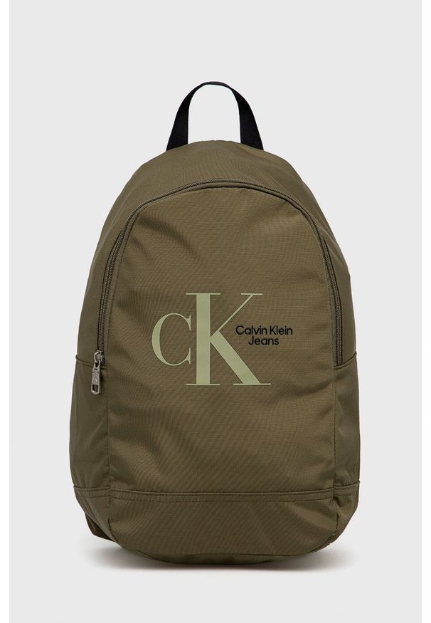 Calvin Klein Jeans plecak K50K508889.PPYY męski kolor zielony duży z nadrukiem. Kolor: zielony. Materiał: włókno, materiał. Wzór: nadruk