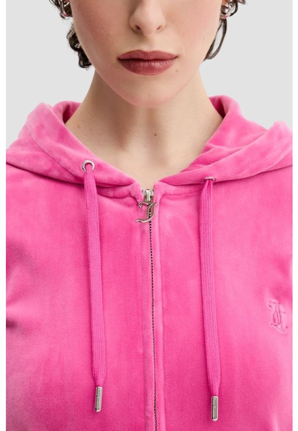 Juicy Couture - JUICY COUTURE Różowa bluza damska Robertson Hoodie, Rozmiar M. Okazja: na co dzień. Kolor: różowy. Materiał: materiał. Styl: klasyczny, casual
