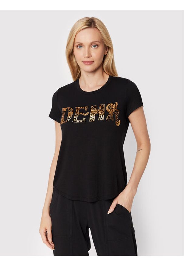 Deha T-Shirt B74492 Czarny Regular Fit. Kolor: czarny. Materiał: wiskoza