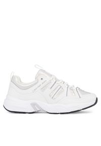 Calvin Klein Jeans Sneakersy Retro tennis Laceup YW0YW01044 Biały. Kolor: biały. Materiał: skóra
