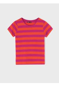 Sinsay - Bawełniana koszulka w paski - różowy. Kolor: różowy. Materiał: bawełna. Wzór: paski #1