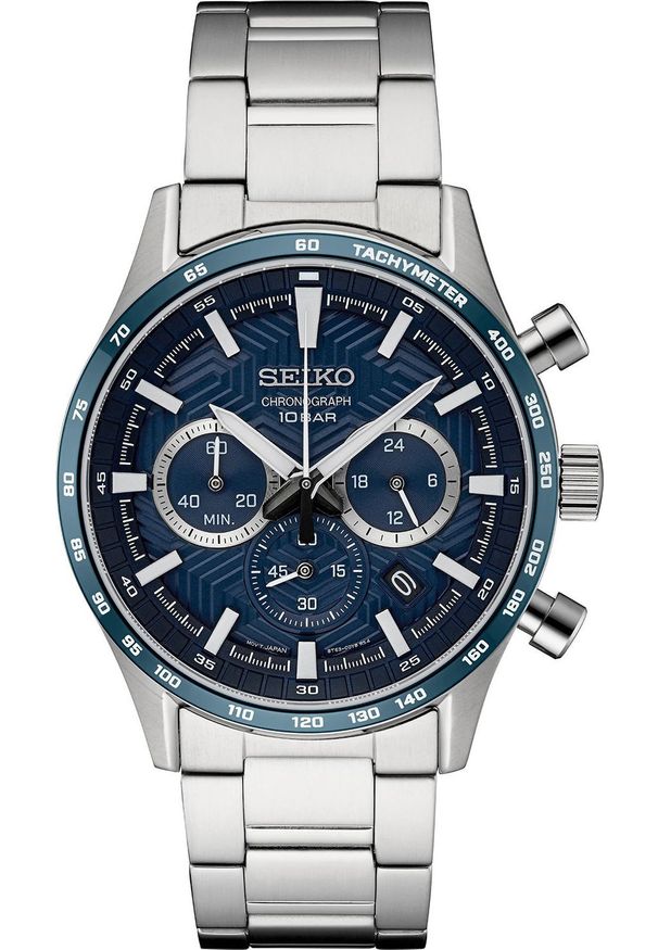 Zegarek Seiko Zegarek męski Seiko SSB445P1 srebrny. Kolor: srebrny