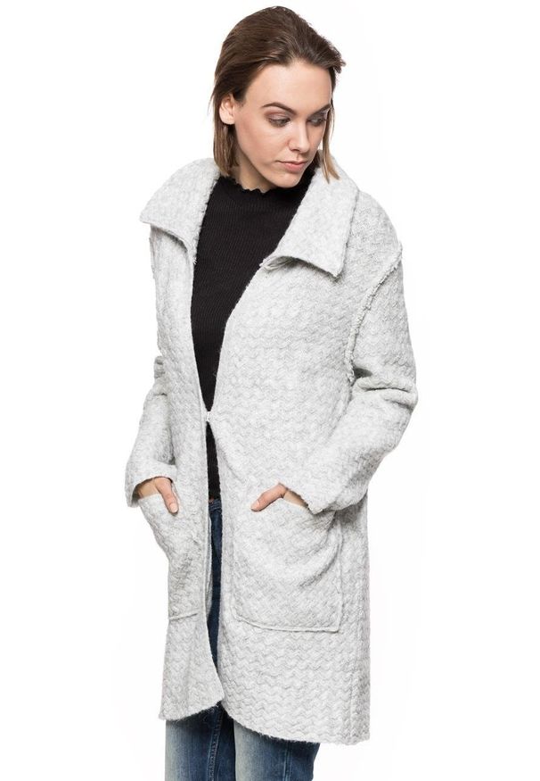 Tom Tailor - DAMSKI PŁASZCZ TOM TAILOR KNIT COAT. Materiał: wełna, dzianina. Wzór: jodełka, melanż. Styl: elegancki