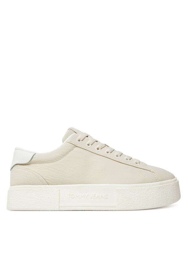 Tommy Jeans Sneakersy Tjw Flatform Sneaker EN0EN02819 Beżowy. Kolor: beżowy. Materiał: skóra