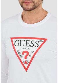 Guess - GUESS Biały męski longsleeve Original Logo Tee, Rozmiar M. Kolor: biały. Długość rękawa: długi rękaw #6