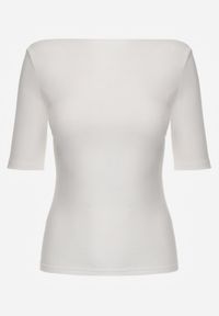 Renee - Biały Dopasowany T-shirt z Wiskozy z Dekoltem w Łódkę Vivianna. Typ kołnierza: dekolt w łódkę. Kolor: biały. Materiał: wiskoza #5