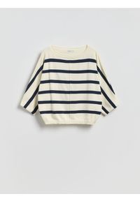 Reserved - Bawełniany sweter w paski - wielobarwny. Materiał: bawełna. Wzór: paski #1