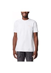 columbia - Koszulka z nadrukiem męska Columbia Explorers Canyon Back S/S Tee. Kolor: biały, wielokolorowy. Wzór: nadruk. Sport: turystyka piesza