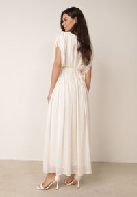 Born2be - Beżowa Rozkloszowana Sukienka Koktajlowa w Eterycznym Stylu Megania. Okazja: na ślub cywilny, na wesele. Kolor: beżowy. Materiał: poliester, elastan. Typ sukienki: rozkloszowane. Styl: wizytowy #5