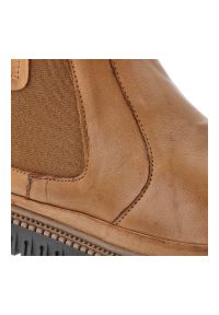 Brązowe Botki Artiker Stylowe Obuwie Damskie. Okazja: na co dzień, na spacer. Kolor: brązowy. Materiał: jeans, skóra. Styl: elegancki #4