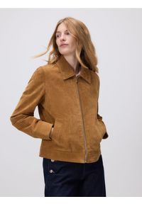 Reserved - Skórzana kurtka - bursztynowy. Kolor: pomarańczowy. Materiał: skóra #1