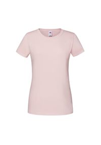 FRUIT OF THE LOOM - Koszulka Damska Iconic 195 Premium Ringspun Cotton T-shirt. Kolor: różowy. Sport: turystyka piesza