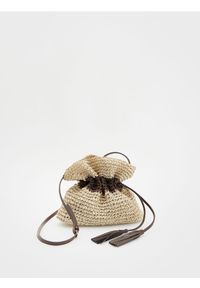 Reserved - Pleciona torebka mini - kremowy. Kolor: kremowy