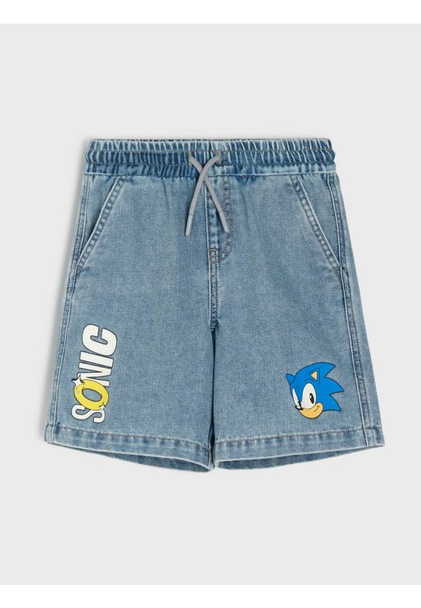 Sinsay - Szorty jeansowe Sonic the Hedgehog - turkusowy. Kolor: turkusowy. Materiał: jeans