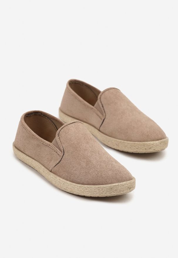 Born2be - Ciemnobeżowe Trampki Ozdobione Plecionką Tolessea. Kolor: beżowy. Materiał: jeans. Wzór: aplikacja. Styl: klasyczny, elegancki