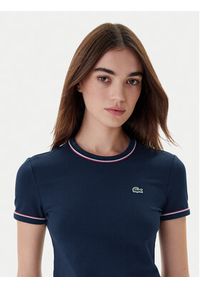 Lacoste T-Shirt TF5289 Granatowy Slim Fit. Kolor: niebieski. Materiał: bawełna #6