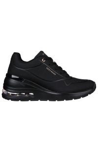 skechers - Buty damskie Skechers Million Air Elevated 155401BBK - czarne. Okazja: na uczelnię, na co dzień. Zapięcie: rzepy. Kolor: czarny. Materiał: syntetyk, skóra. Szerokość cholewki: normalna. Model: Skechers Sport. Sport: turystyka piesza