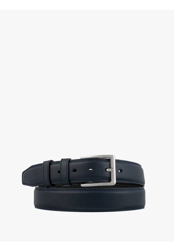 Ryłko - Granatowy pasek ze skóry licowej. Kolor: niebieski. Materiał: skóra. Styl: klasyczny, casual, elegancki, street