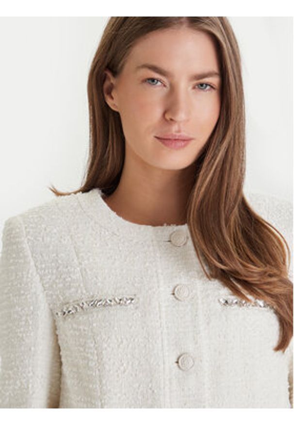 Guess Marynarka W6RL54 WJ632 Écru Regular Fit. Kolor: kremowy. Materiał: syntetyk