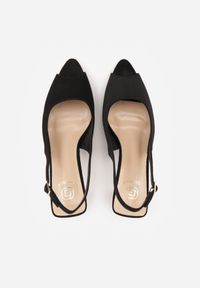 Born2be - Czarne Sandały na Szpilce z Odkrytą Piętą i Palcami Zitena. Okazja: na co dzień. Zapięcie: sprzączka. Kolor: czarny. Wzór: ażurowy. Obcas: na szpilce. Styl: casual, elegancki. Wysokość obcasa: średni #6