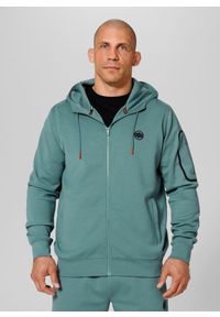 PITBULL - Bluza męska Pitbull rozpinana z kapturem Explorer. Typ kołnierza: kaptur. Kolor: zielony. Sport: fitness