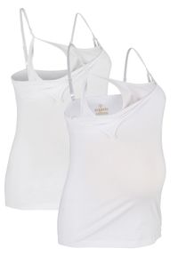 Top ciążowy i do karmienia piersią (2 szt.), bawełna organiczna bonprix biały + biały. Kolekcja: moda ciążowa. Kolor: biały. Materiał: bawełna #1