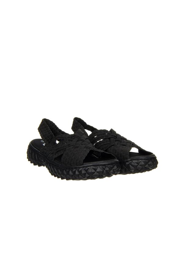 Sandały Rock Dakota Black 23 032948, Czarny, Materiał. Zapięcie: pasek. Kolor: czarny. Materiał: tkanina. Wzór: paski. Sezon: lato. Styl: rockowy