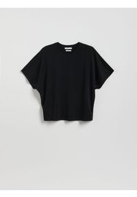 Reserved - T-shirt oversize z Modalem - czarny. Kolor: czarny. Materiał: dzianina