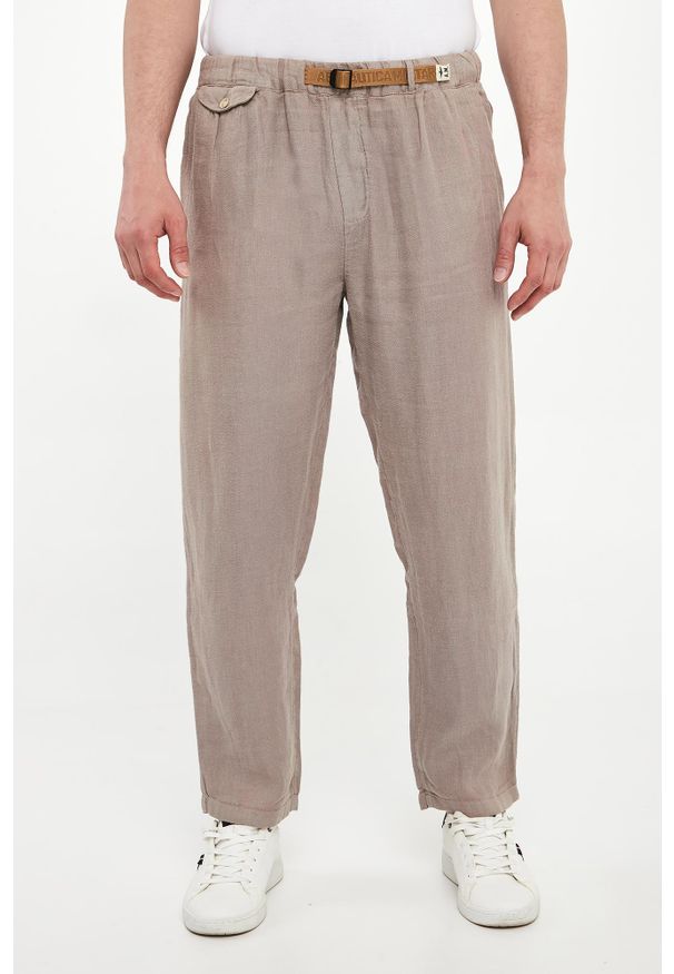 Aeronautica Militare - Spodnie męskie lniane AERONAUTICA MILITARE. Materiał: len