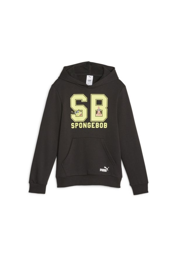 Bluza z kapturem Puma x Spongebob Squarepants, Dzieci. Typ kołnierza: kaptur. Kolor: czarny. Materiał: materiał, bawełna