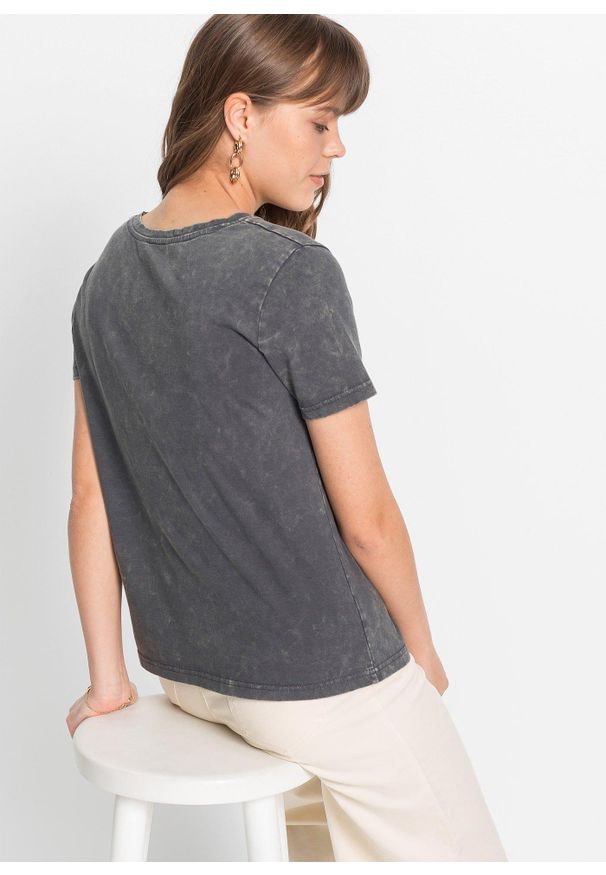 bonprix - T-shirt z czystej bawełny organicznej. Kolor: szary. Materiał: bawełna. Wzór: nadruk