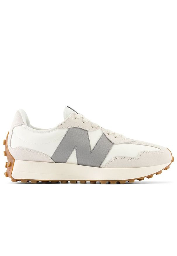 Buty unisex New Balance U327LT - beżowe. Okazja: na co dzień. Zapięcie: sznurówki. Kolor: beżowy. Materiał: guma, materiał, zamsz, skóra, syntetyk. Szerokość cholewki: normalna