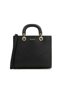 Kazar - Czarna minimalistyczna torebka ze skóry. Kolor: czarny. Wzór: aplikacja. Materiał: skórzane. Styl: elegancki, biznesowy. Rodzaj torebki: do ręki #1