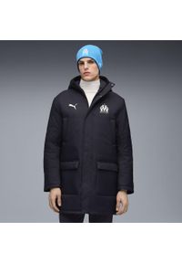 Puma - Męska zimowa kurtka treningowa Olympique Marsylia PUMA. Kolor: niebieski, wielokolorowy, biały. Sezon: zima. Sport: piłka nożna