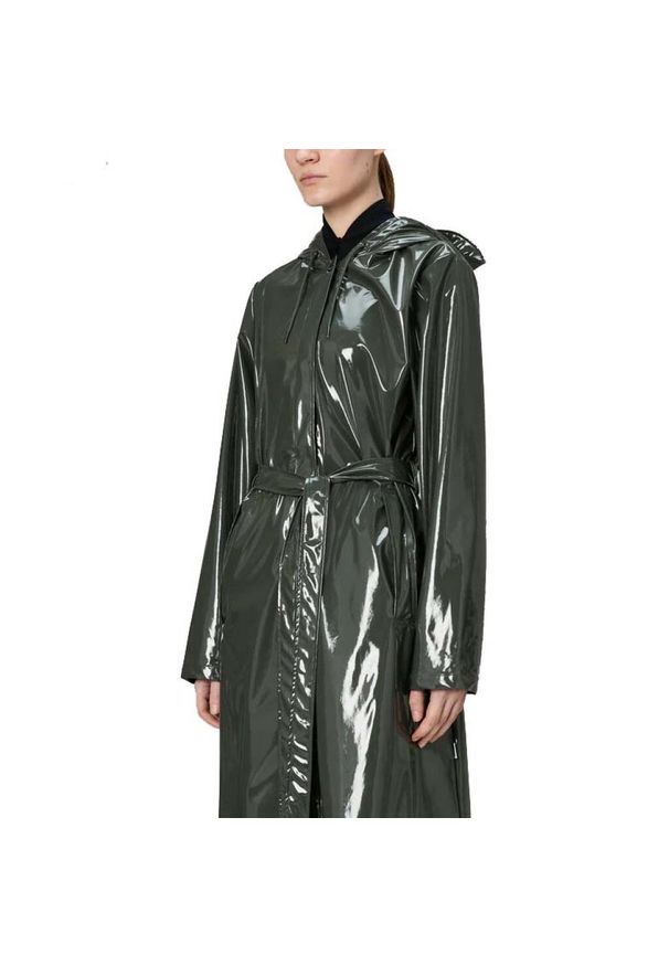 Rains - Kurtka RAINS A LINE LONGER W JACKET W3 Zielony. Kolor: zielony. Materiał: syntetyk, tkanina