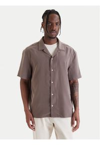 Calvin Klein Koszula LV04LF114G Brązowy Relaxed Fit. Kolor: brązowy. Materiał: syntetyk #1