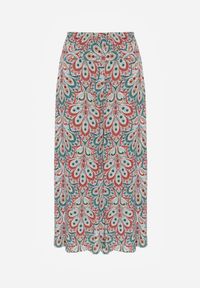 Born2be - Czerwone Szerokie Spodnie z Wiskozy w Retro Wzór Zeramara. Kolor: czerwony. Materiał: wiskoza. Styl: retro #6