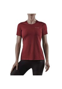 CEP COMPRESSION - Koszulka do biegania z krótkim rękawem damska CEP Run. Kolor: czerwony. Długość rękawa: krótki rękaw. Długość: krótkie. Sport: bieganie