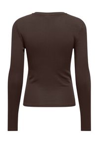 only - ONLY Bluzka Riley 15323159 Brązowy Slim Fit. Kolor: brązowy. Materiał: bawełna #4