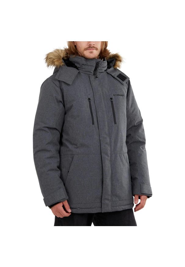FUNDANGO - Płaszcz zimowy męski Fundango Spirit. Kolor: szary. Sezon: zima. Sport: turystyka piesza