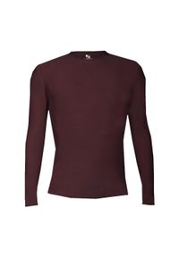 BADGER SPORT - Koszulka z długim rękawem Pro Compression Adults Men Round Neck Undershirt. Kolor: czerwony. Długość rękawa: długi rękaw. Długość: długie