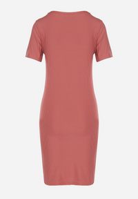 Born2be - Różowa Casualowa Sukienka z Bawełną Lumelisse. Okazja: na co dzień. Kolor: różowy. Materiał: bawełna. Typ sukienki: proste. Styl: casual #7
