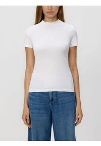 Reserved - T-shirt slim fit - biały. Kolor: biały. Materiał: bawełna, dzianina #1