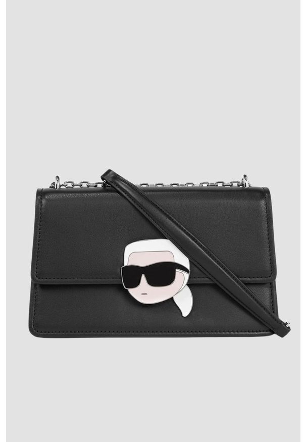 Karl Lagerfeld - KARL LAGERFELD Czarna torebka K/ikonik 2.0 Leather. Kolor: czarny. Materiał: skórzane